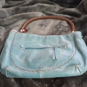 The Sak Blue and Brown Shoulder Bag with Braided Handle